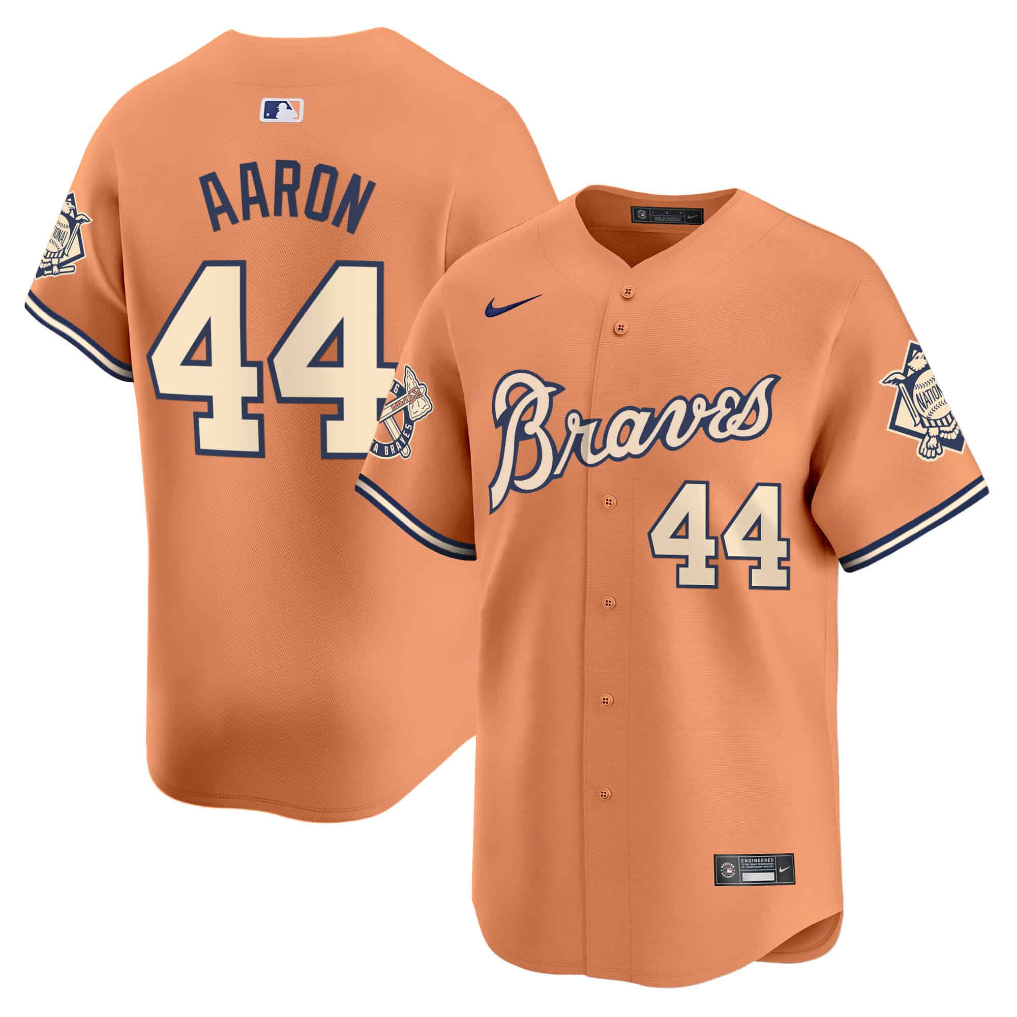 Atlanta Braves Peaches n’ Cream Vapor Premier Limited baseball Jersey – All Stitched Peaches  #44 Hank Aaron