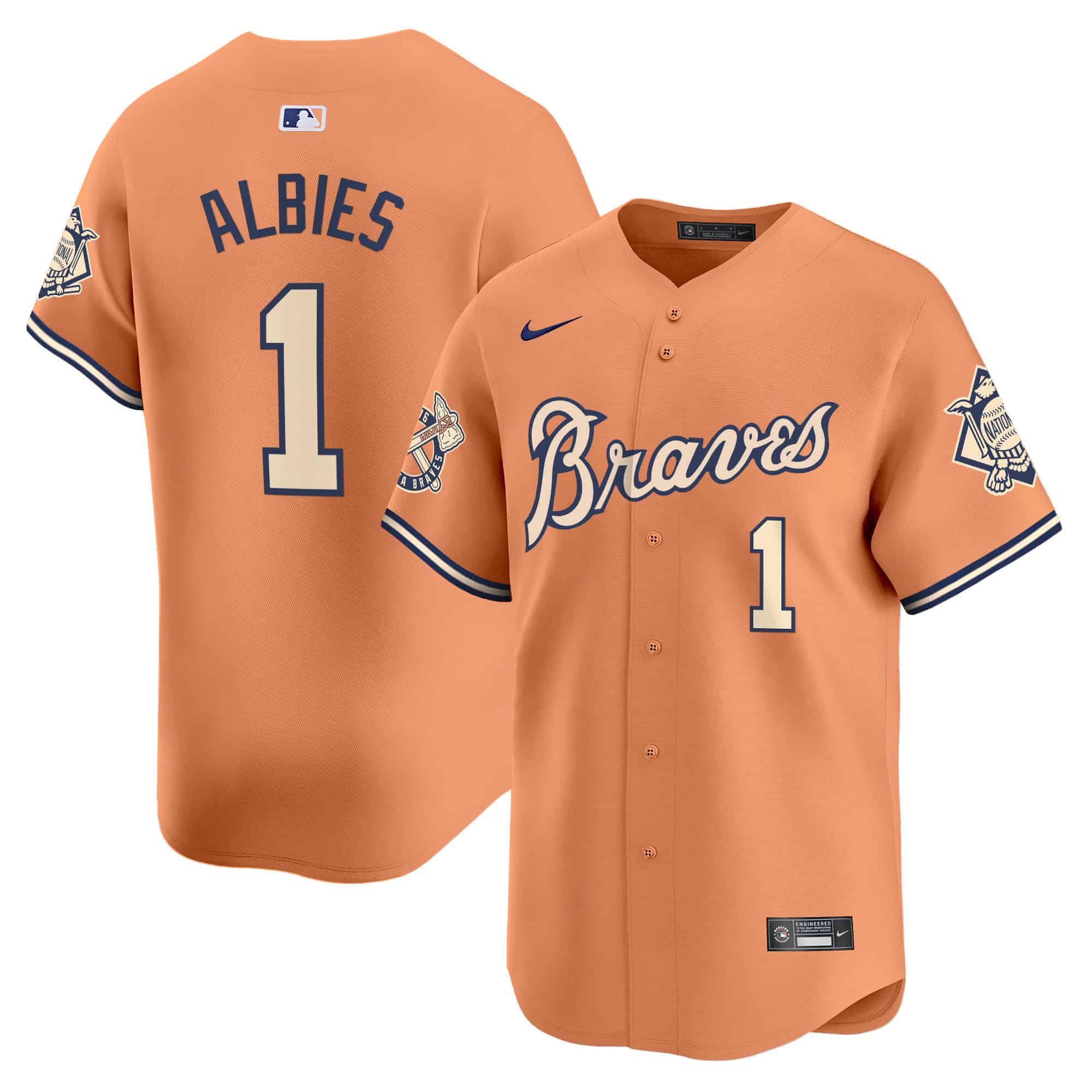 Atlanta Braves Peaches n’ Cream Vapor Premier Limited baseball Jersey – All Stitched Peaches #1 Ozzie Albies