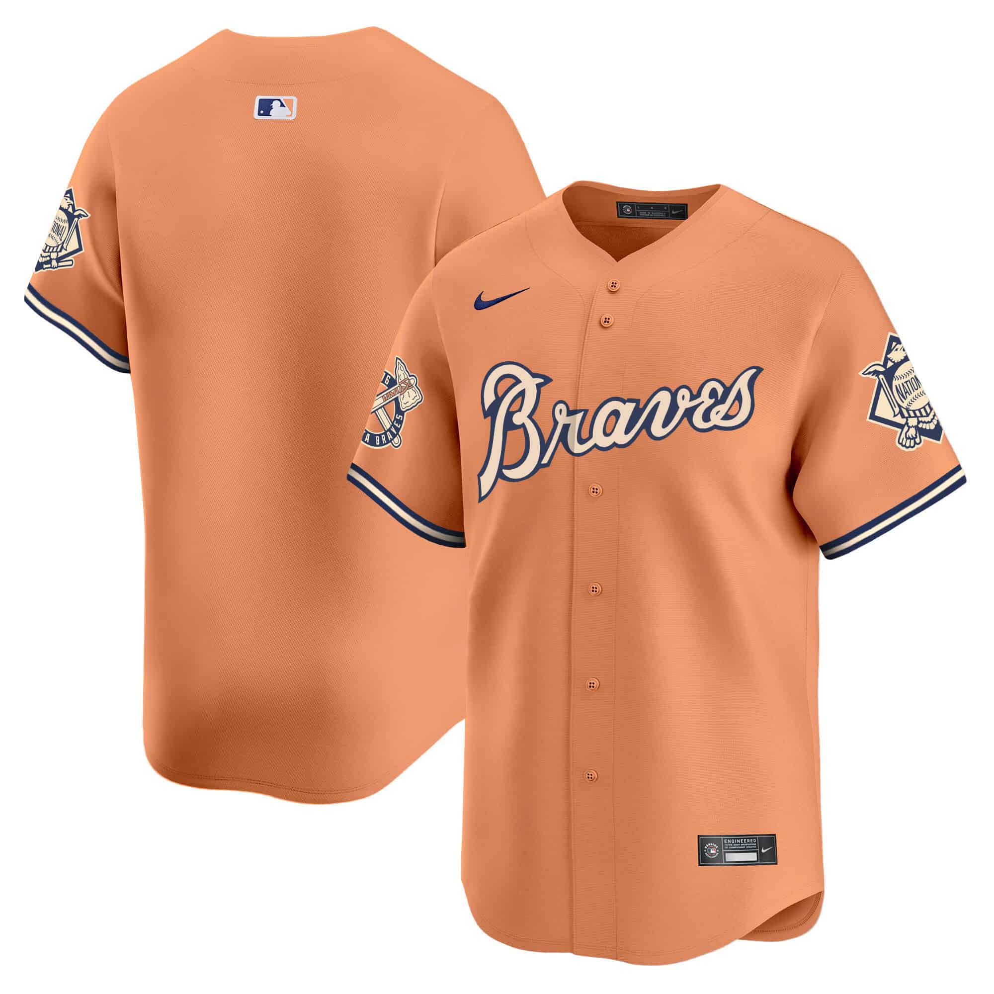 Atlanta Braves Peaches n’ Cream Vapor Premier Limited baseball Jersey – All Stitched Peaches  Blank