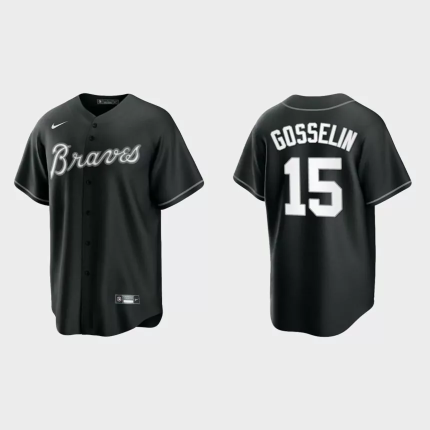 Atlanta Braves Phil Gosselin Replica Official Jersey – Black White