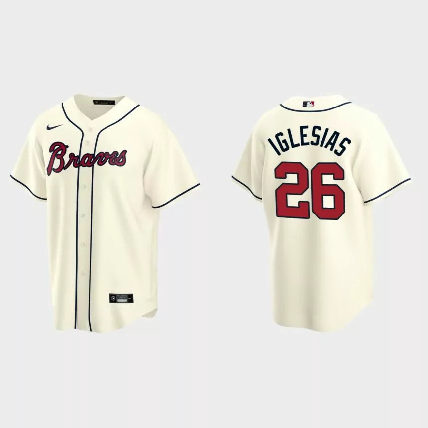 Atlanta Braves Raisel Iglesias Replica Alternate Jersey – Cream