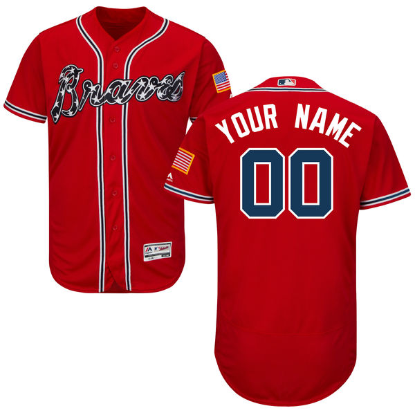Atlanta Braves Red Men's Customized Flexbase Jersey