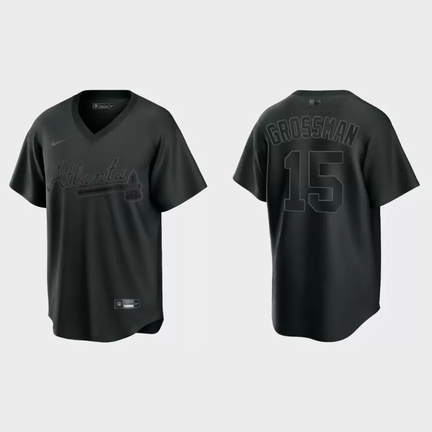 Atlanta Braves Robbie Grossman Pitch Black Replica Jersey – Black