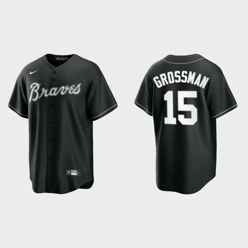 Atlanta Braves Robbie Grossman Replica Official Jersey – Black White