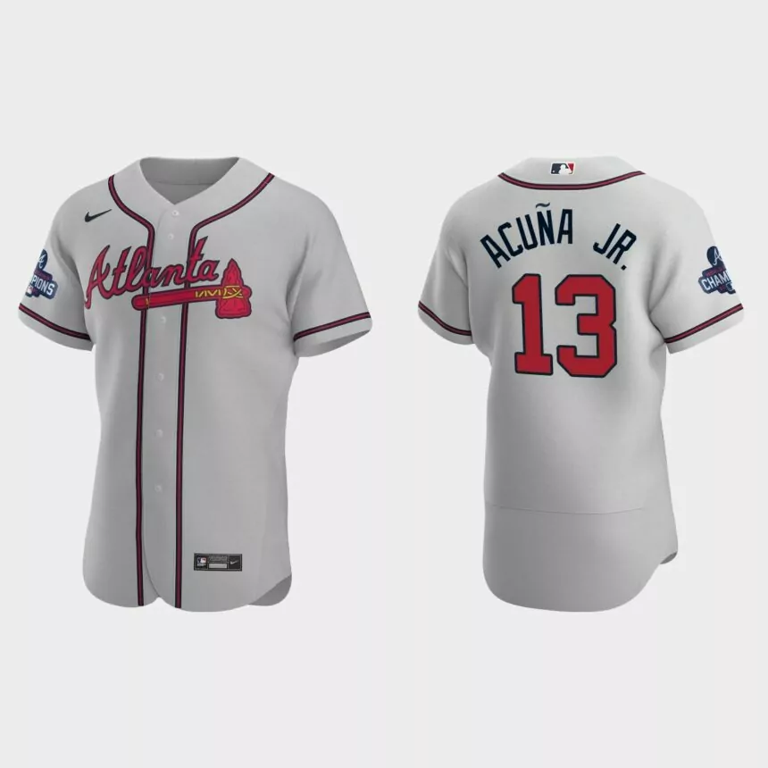 Atlanta Braves Ronald Acuna Jr. 2021 World Series Champions Gray Authentic Jersey