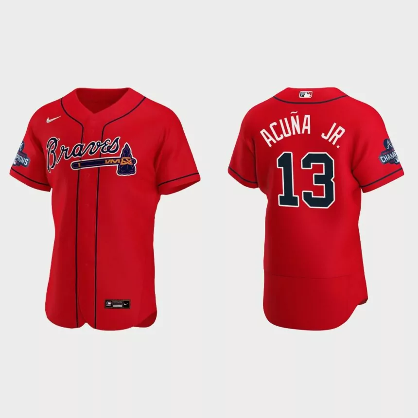 Atlanta Braves Ronald Acuna Jr. 2021 World Series Champions Red Authentic Jersey