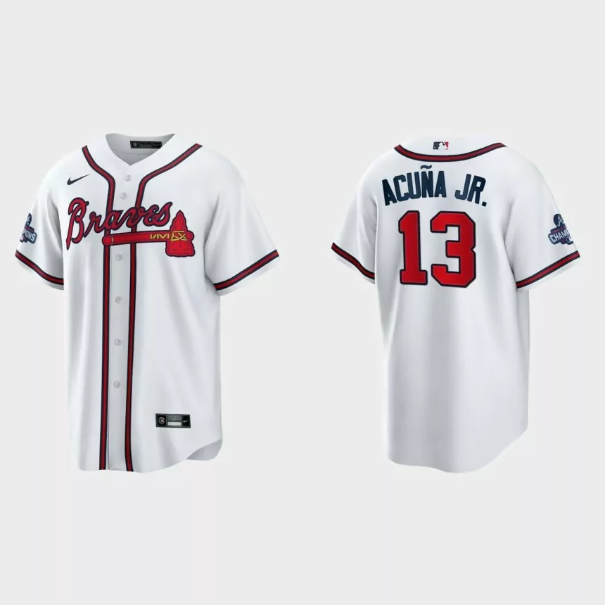 Atlanta Braves Ronald Acuna Jr. 2021 World Series Champions Replica Jersey – White