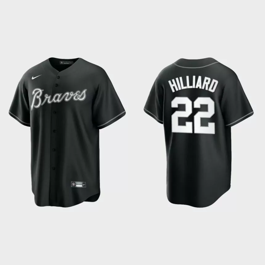 Atlanta Braves Sam Hilliard Replica Official Jersey – Black White