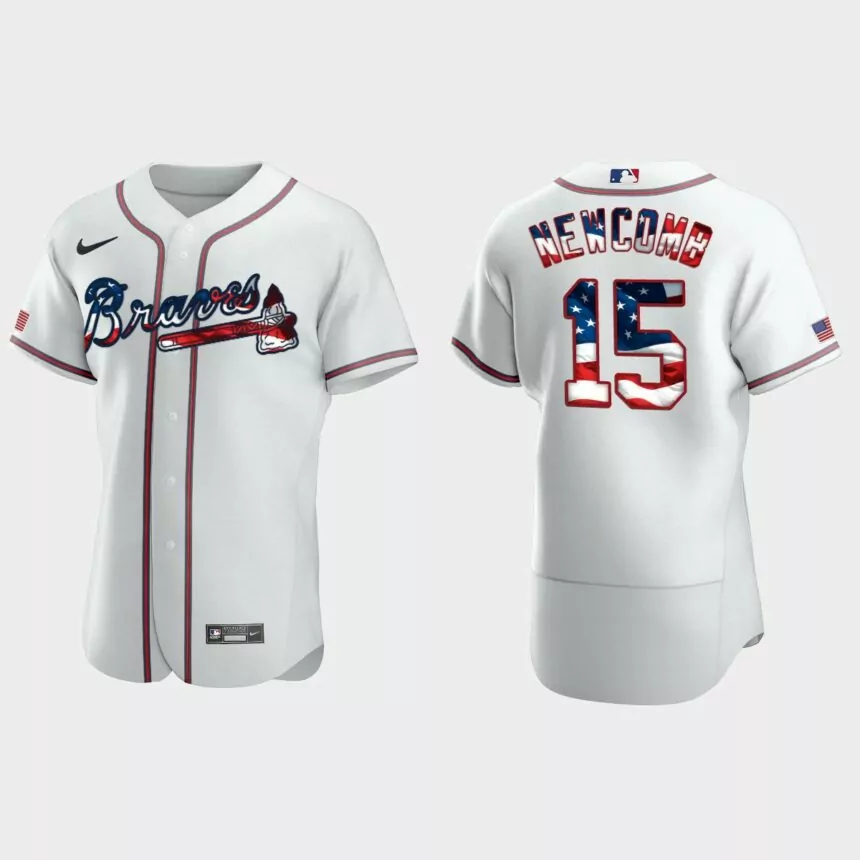 Atlanta Braves Sean Newcomb 2020 Stars & Stripes 4th of July Jersey – White