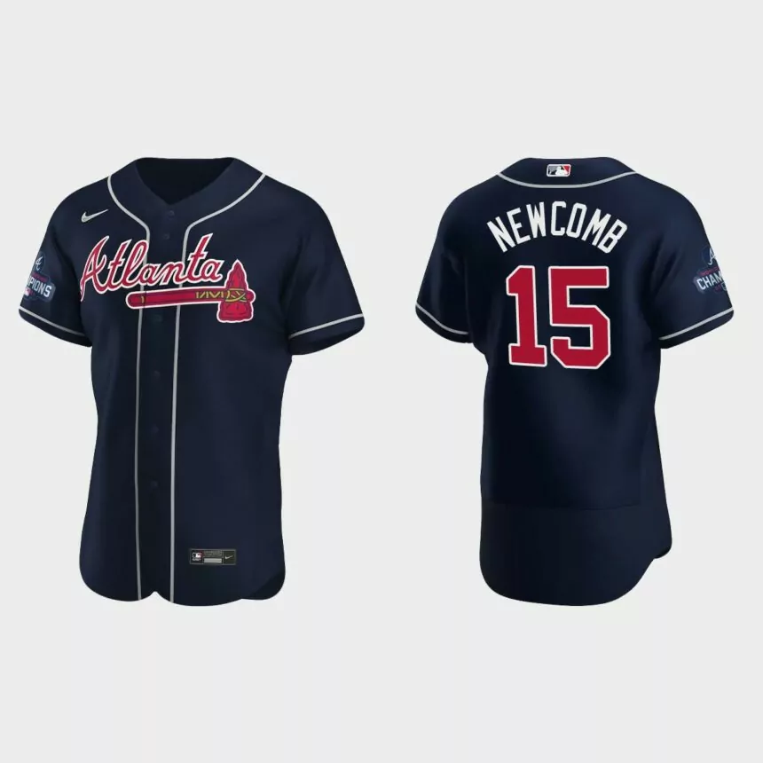 Atlanta Braves Sean Newcomb 2021 World Series Champions Navy Authentic Jersey