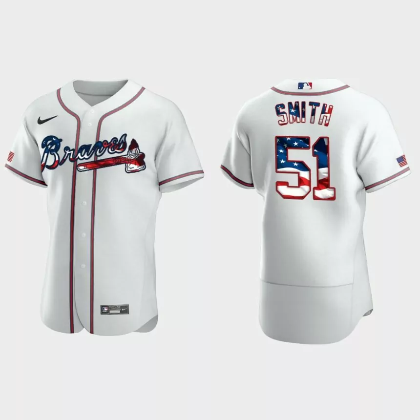 Atlanta Braves Will Smith 2020 Stars & Stripes 4th of July Jersey – White