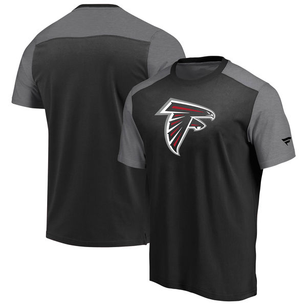Atlanta Falcons NFL Pro Line By Fanatics Branded Iconic Color Block T-Shirt BlackHeathered Gray