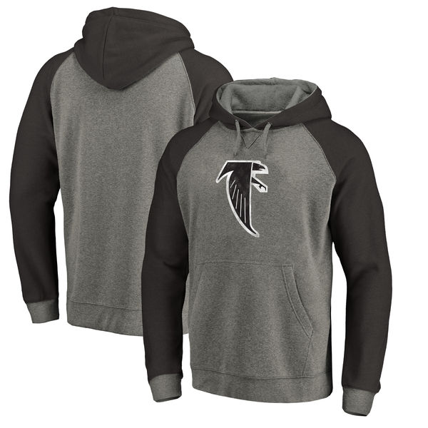 Atlanta Falcons NFL Pro Line By Fanatics Branded Throwback Logo Tri-Blend Raglan Pullover Hoodie Gray Black