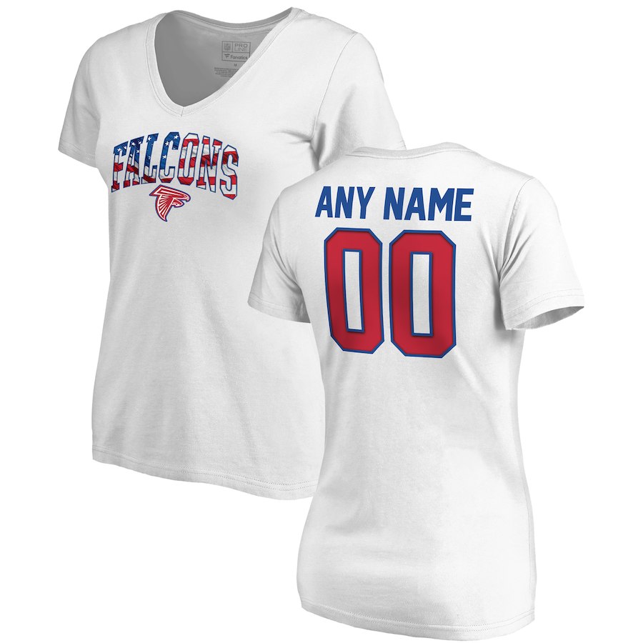Atlanta Falcons NFL Pro Line By Fanatics Branded Women's Any Name & Number Banner Wave V Neck T-Shirt White