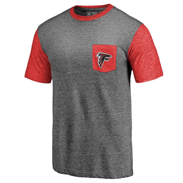 Atlanta Falcons Pro Line By Fanatics Branded Heathered Gray Red Refresh Pocket T-Shirt