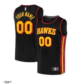 Atlanta Hawks Fanatics Fast Break Replica Custom Jersey Black - Statement Edition
