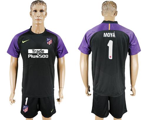 Atletico Madrid #1 Moya Black Goalkeeper Soccer Club Jersey