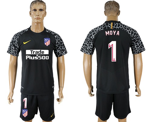Atletico Madrid #1 Moya Black Goalkeeper Soccer Club Jersey