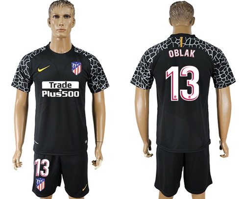 Atletico Madrid #13 Oblak Black Goalkeeper Soccer Club Jersey