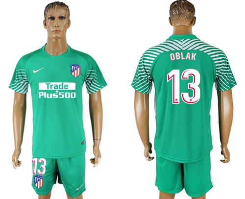 Atletico Madrid #13 Oblak Green Goalkeeper Soccer Club Jersey