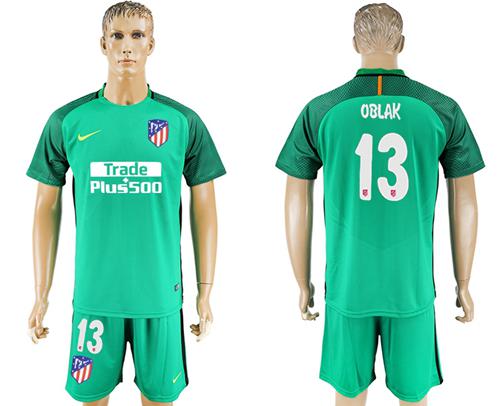 Atletico Madrid #13 Oblak Green Goalkeeper Soccer Club Jersey