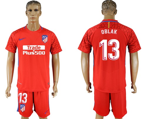 Atletico Madrid #13 Oblak Red Goalkeeper Soccer Club Jersey
