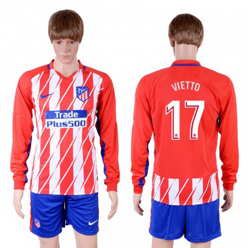 Atletico Madrid #17 Vietto Home Long Sleeves Soccer Club Jersey