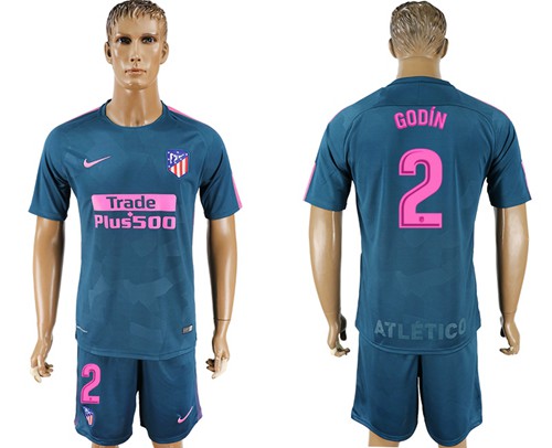 Atletico Madrid #2 Godin Sec Away Soccer Club Jersey