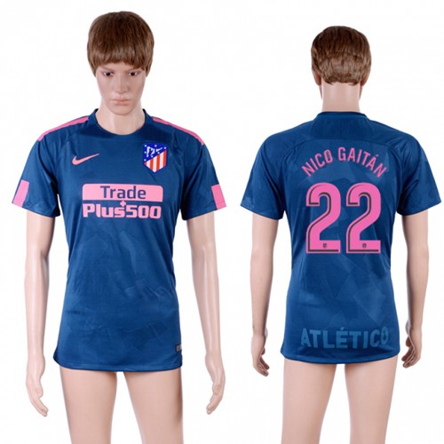 Atletico Madrid #22 Nico Gaitan Sec Away Soccer Club Jersey