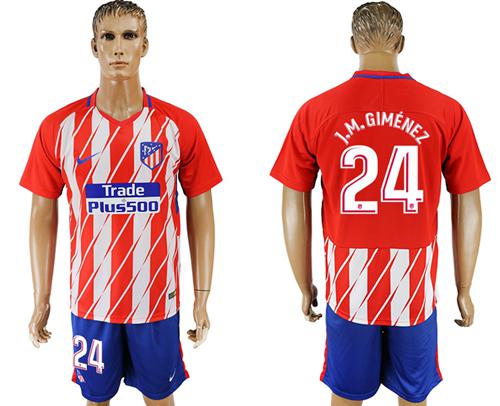 Atletico Madrid #24 J.M.Gimenez Home Soccer Club Jersey