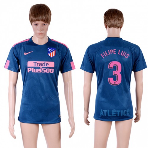 Atletico Madrid #3 Filipe Luis Sec Away Soccer Club Jersey