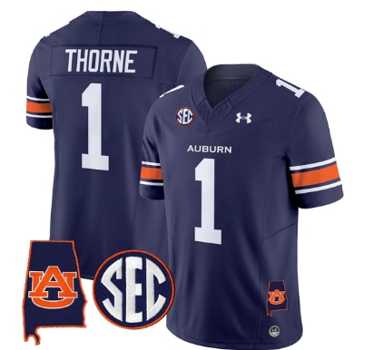 Auburn Tigers 2024 Alabama Patch Vapor Limited Football  Jersey - All Stitched  NAVY #1 PAYTON THORNE