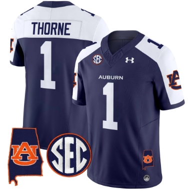 Auburn Tigers 2024 Alabama Patch Vapor Limited Football  Jersey - All Stitched  NAVY ALTERNATE #1 PAYTON THORNE
