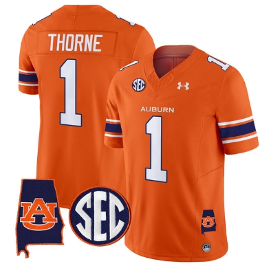 Auburn Tigers 2024 Alabama Patch Vapor Limited Football  Jersey - All Stitched  ORANGE #1 PAYTON THORNE