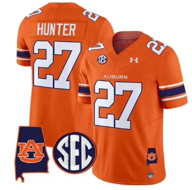 Auburn Tigers 2024 Alabama Patch Vapor Limited Football  Jersey - All Stitched  ORANGE #27 JARQUEZ HUNTER