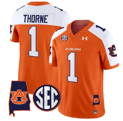 Auburn Tigers 2024 Alabama Patch Vapor Limited Football  Jersey - All Stitched  ORANGE ALTERNATE #1 PAYTON THORNE
