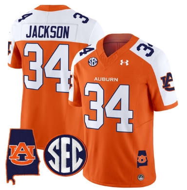 Auburn Tigers 2024 Alabama Patch Vapor Limited Football  Jersey - All Stitched  ORANGE ALTERNATE #34 BO JACKSON