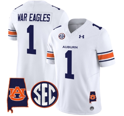 Auburn Tigers 2024 Alabama Patch Vapor Limited Football  Jersey - All Stitched  WHITE #1 WAR EAGLES