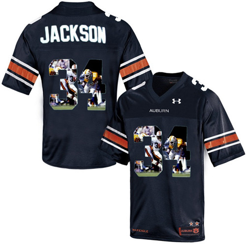 Auburn Tigers Bo Jackson Navy Blue Printing Player Portrait Football Jersey