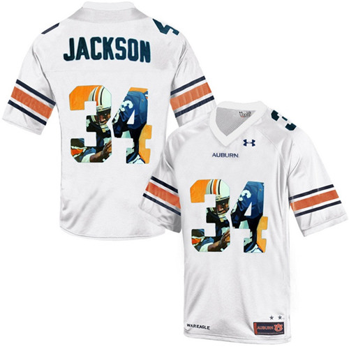 Auburn Tigers Bo Jackson White Printing Player Portrait Football Jersey