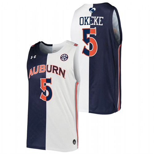 Auburn Tigers Chuma Okeke Split Edition Navy White Alumni Basketball Jersey Men