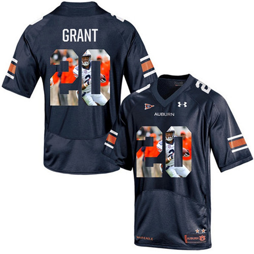 Auburn Tigers Corey Grant Navy Blue Printing Player Portrait Football Jersey