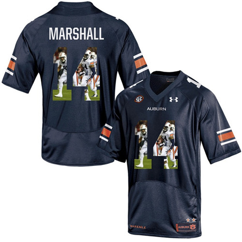 Auburn Tigers Nick Marshall Navy Blue Printing Player Portrait Football Jersey