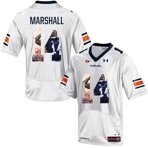 Auburn Tigers Nick Marshall White Printing Player Portrait Football Jersey