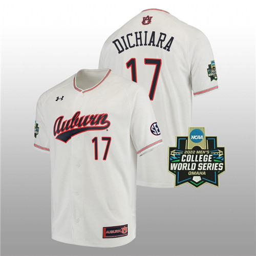 Auburn Tigers Sonny DiChiara Men White 2022 World Series Baseball Jersey