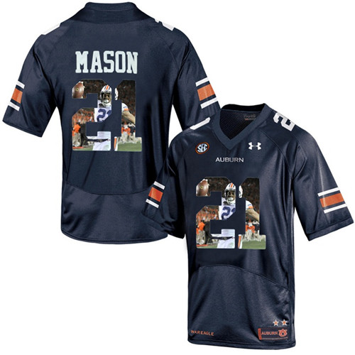 Auburn Tigers Tre Mason Navy Blue Printing Player Portrait Football Jersey