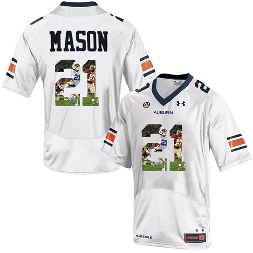 Auburn Tigers Tre Mason White Printing Player Portrait Football Jersey