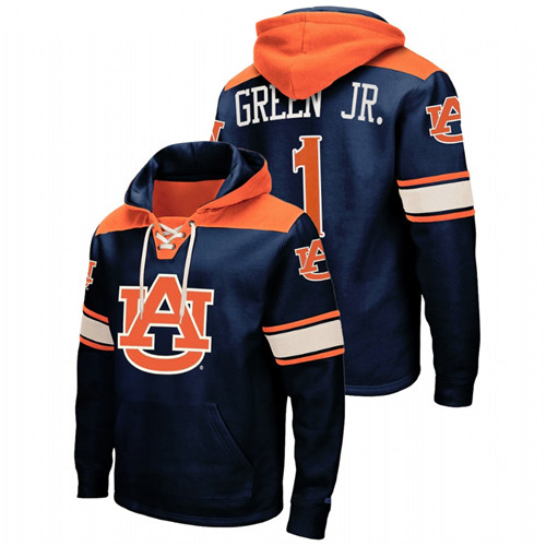Auburn Tigers Wendell Green Jr. Navy College Basketball Men Lace-up Hoodie