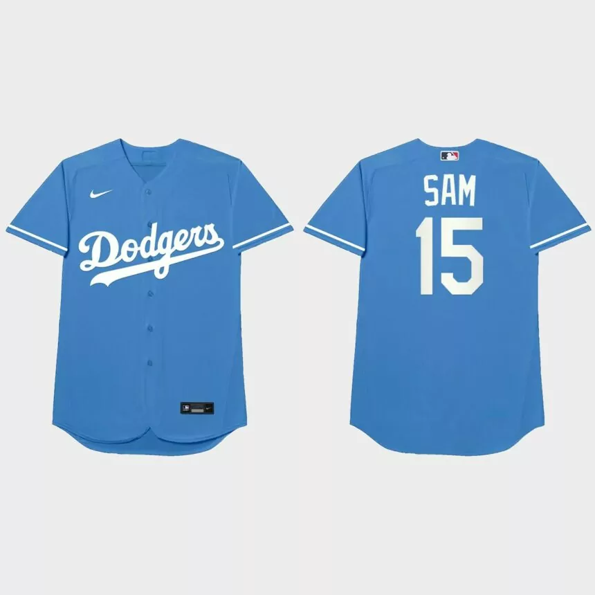Austin Barnes Nickname Dodgers 2021 Players’ Weekend Sam Jersey – Royal