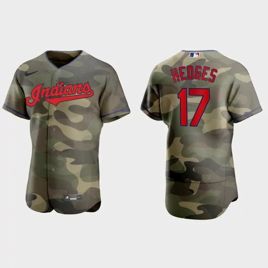 Austin Hedges Cleveland Indians 2021 National Armed Forces Day Authentic Jersey – Camo